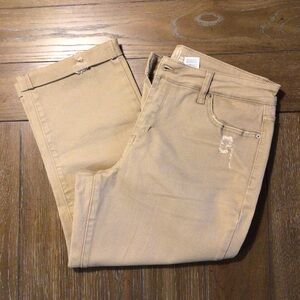 Stylish Tan Denim Cropped Jeans